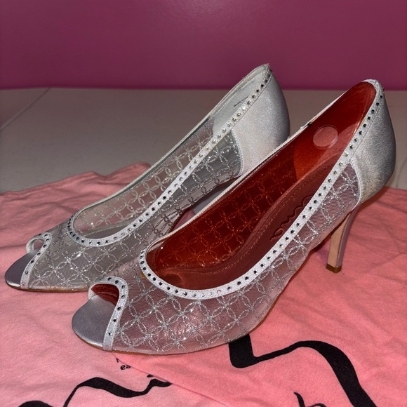 Nina Metallic Silver Mesh Heels - Picture 5 of 10